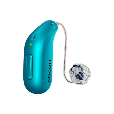 Oticon_Play_SI_miniRITE_R_H1-2026_Left_C058Aquamarine_Speaker60_OpenBassDome_1200x1200px_Original-file